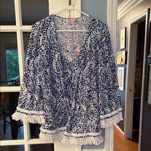 Lilly Pulitzer Blue and White Patterned Sleeveless Tank and Cardigan